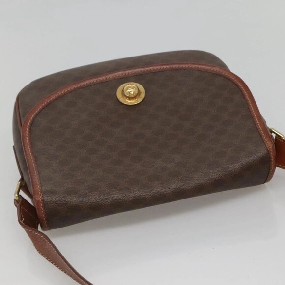 CELINE Macadam Canvas Shoulder Bag PVC Leather Brown Gold Auth - Picture 6 of 16